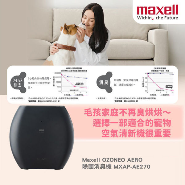 图片 麦克赛尔 Maxell - OZONEO AERO 宠物净味除菌座台空气清新机 MXAP-AE270 黑色 