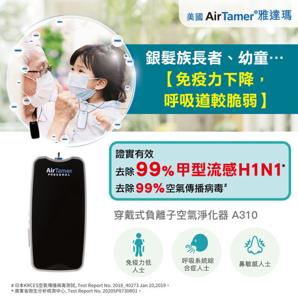 图片 雅达玛 AirTamer  - A310 穿戴式负离子空气净化器 黑色